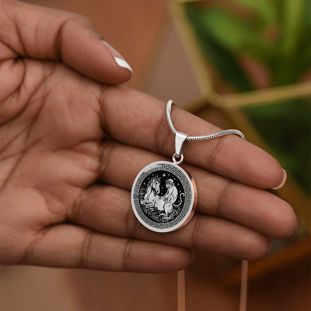 Monkey and Horse Necklace - Couples Chinese Zodiac Animal Pendant Jewelry