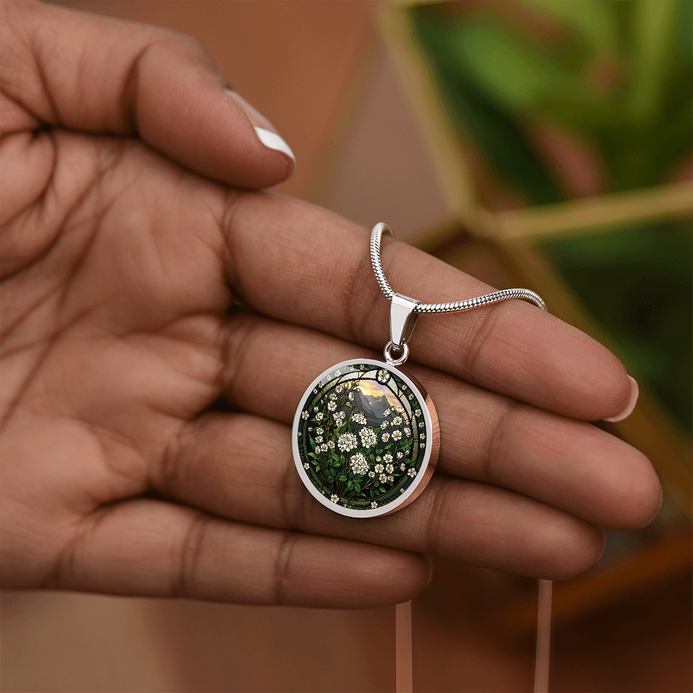 White Hawthorn Necklace - May Birth Flower Pendant Jewelry