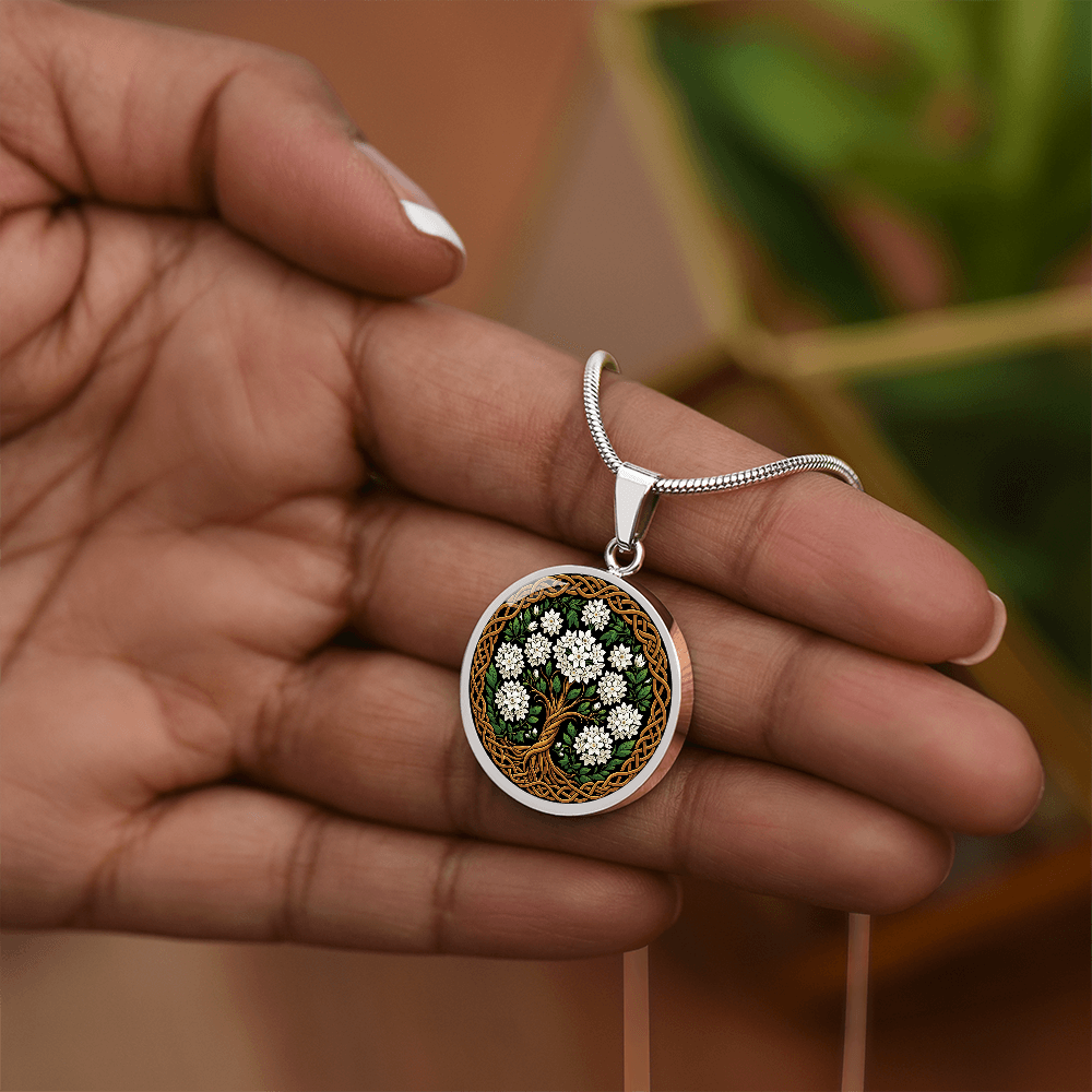 Celtic Tree of Life Pendant Necklace - Narcissus December Birth Flower Jewelry
