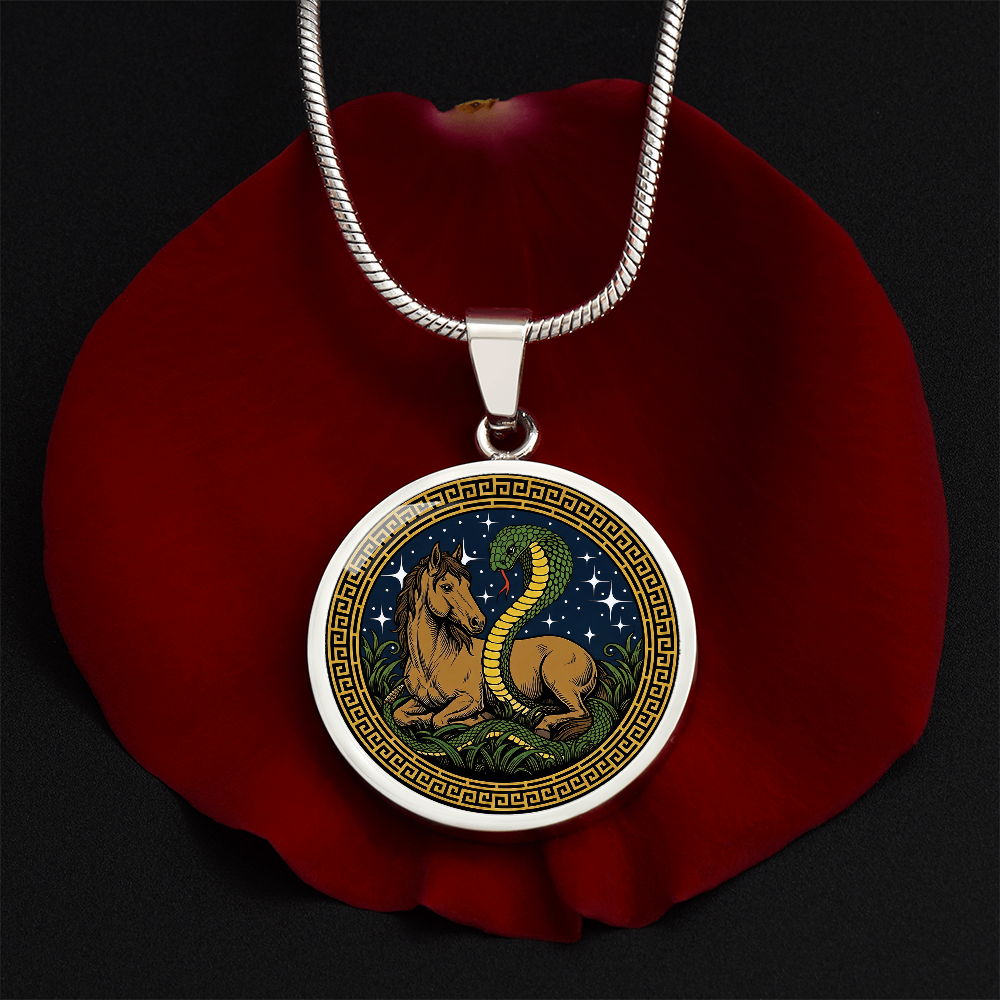 Snake and Horse Necklace - Couples Chinese Zodiac Animal Pendant Jewelry