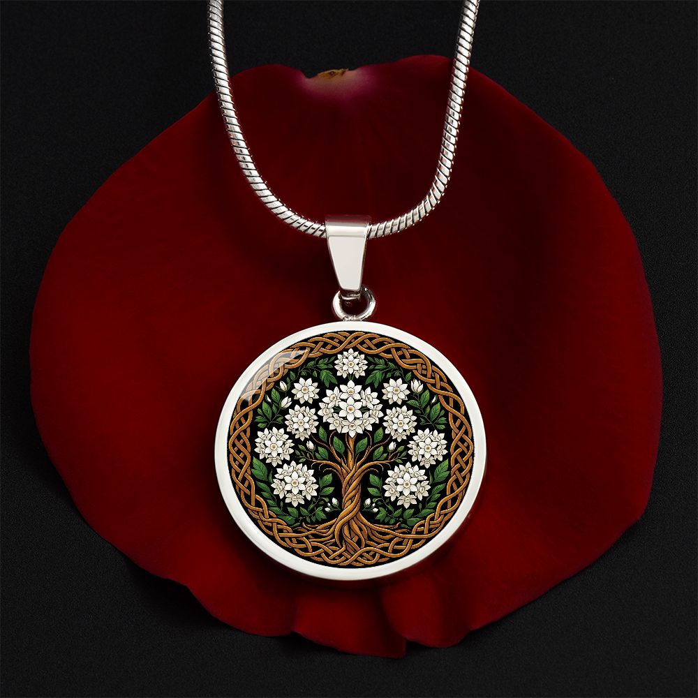 Celtic Tree of Life Pendant Necklace - Narcissus December Birth Flower Jewelry