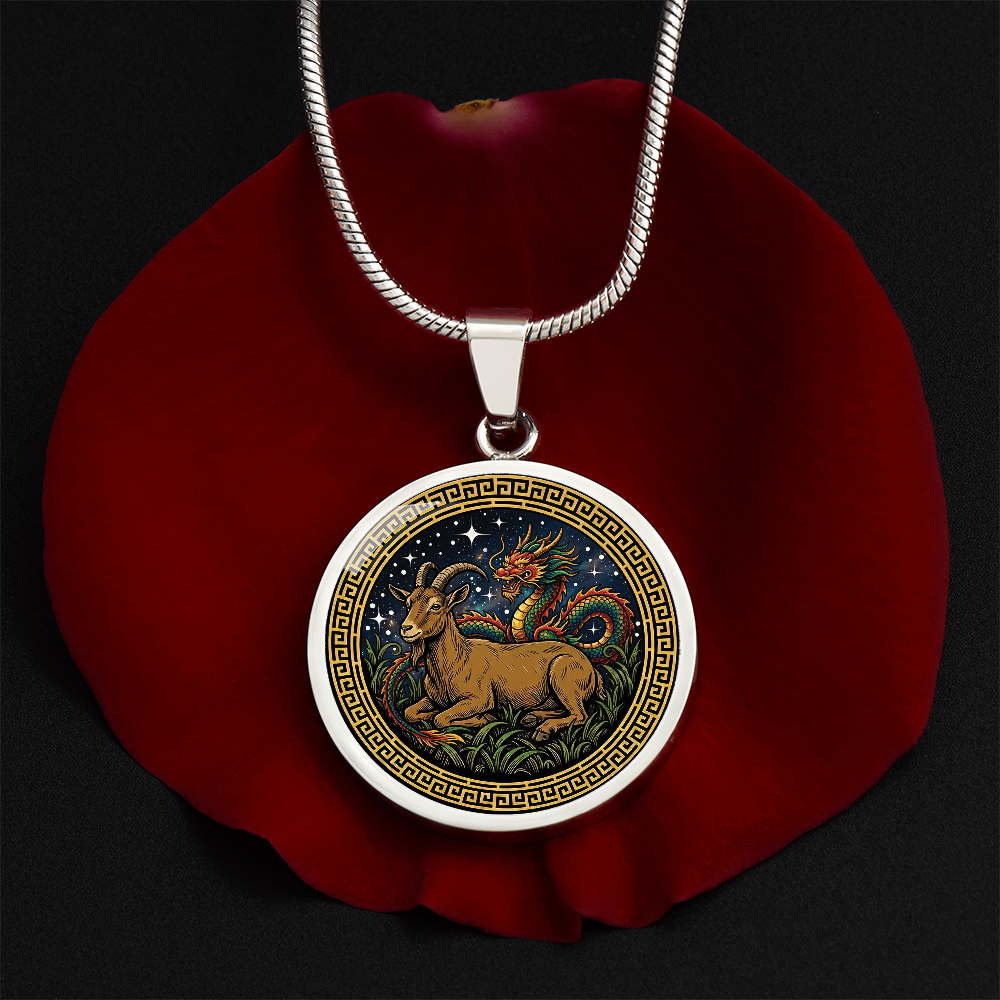 Dragon & Goat Necklace - Couples Chinese Zodiac Animal Pendant Jewelry