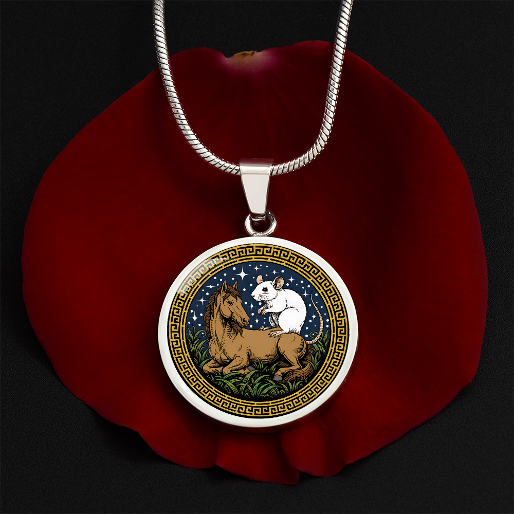 Rat and Horse Necklace - Couples Chinese Zodiac Animal Pendant Jewelry