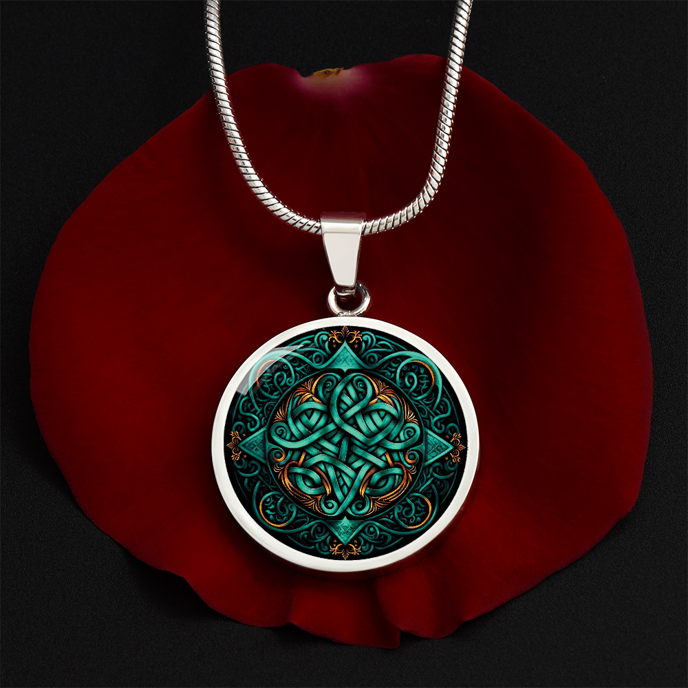 Teal Celtic Knot Necklace - Romantic Pendant Jewelry