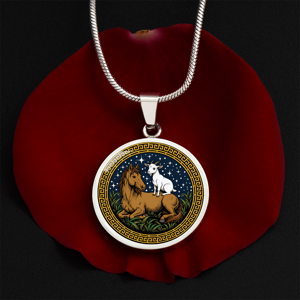 Goat and Horse Necklace - Couples Chinese Zodiac Animal Pendant Jewelry