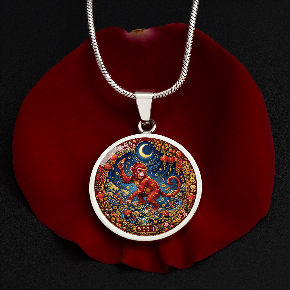 Year of The Monkey Necklace - Chinese Zodiac Animal Charm Pendant Jewelry