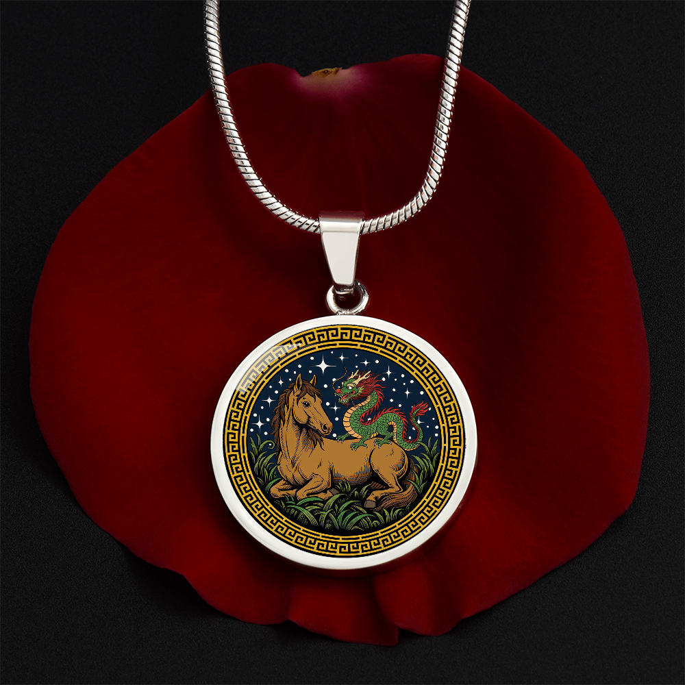 Dragon and Horse Necklace - Couples Chinese Zodiac Animal Pendant Jewelry