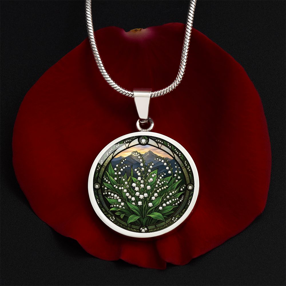 White Lily of the Valley Necklace - May Birth Flower Pendant Jewelry