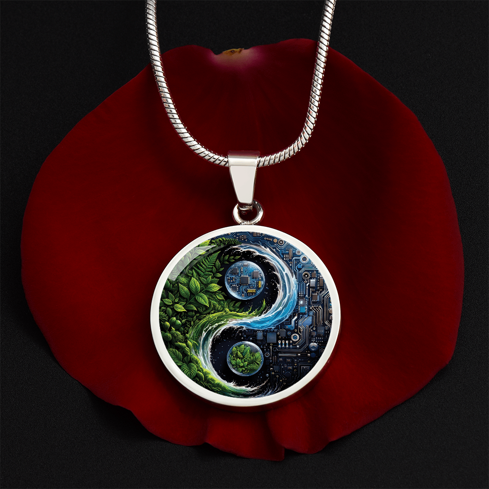 Nature & Circuit Yin Yang Pendant Necklace