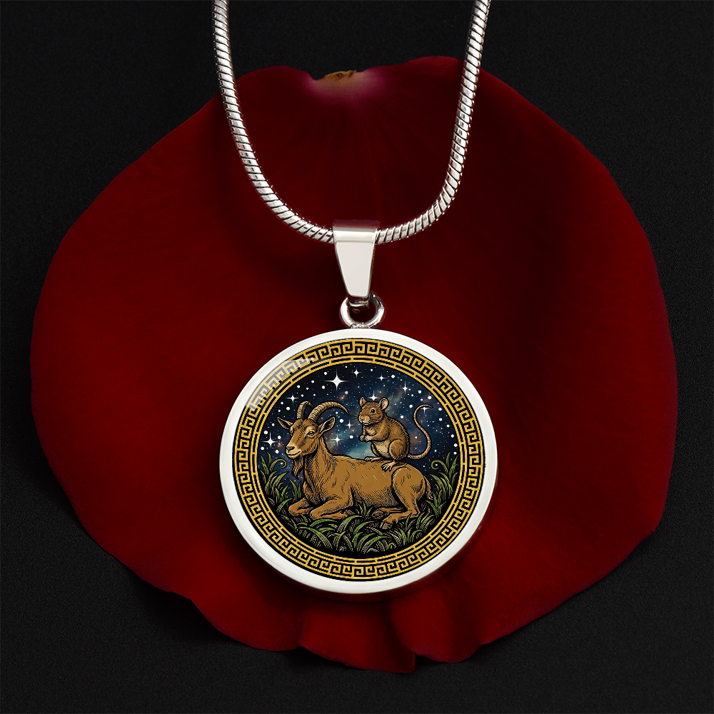 Rat & Goat Necklace - Couples Chinese Zodiac Animal Pendant Jewelry