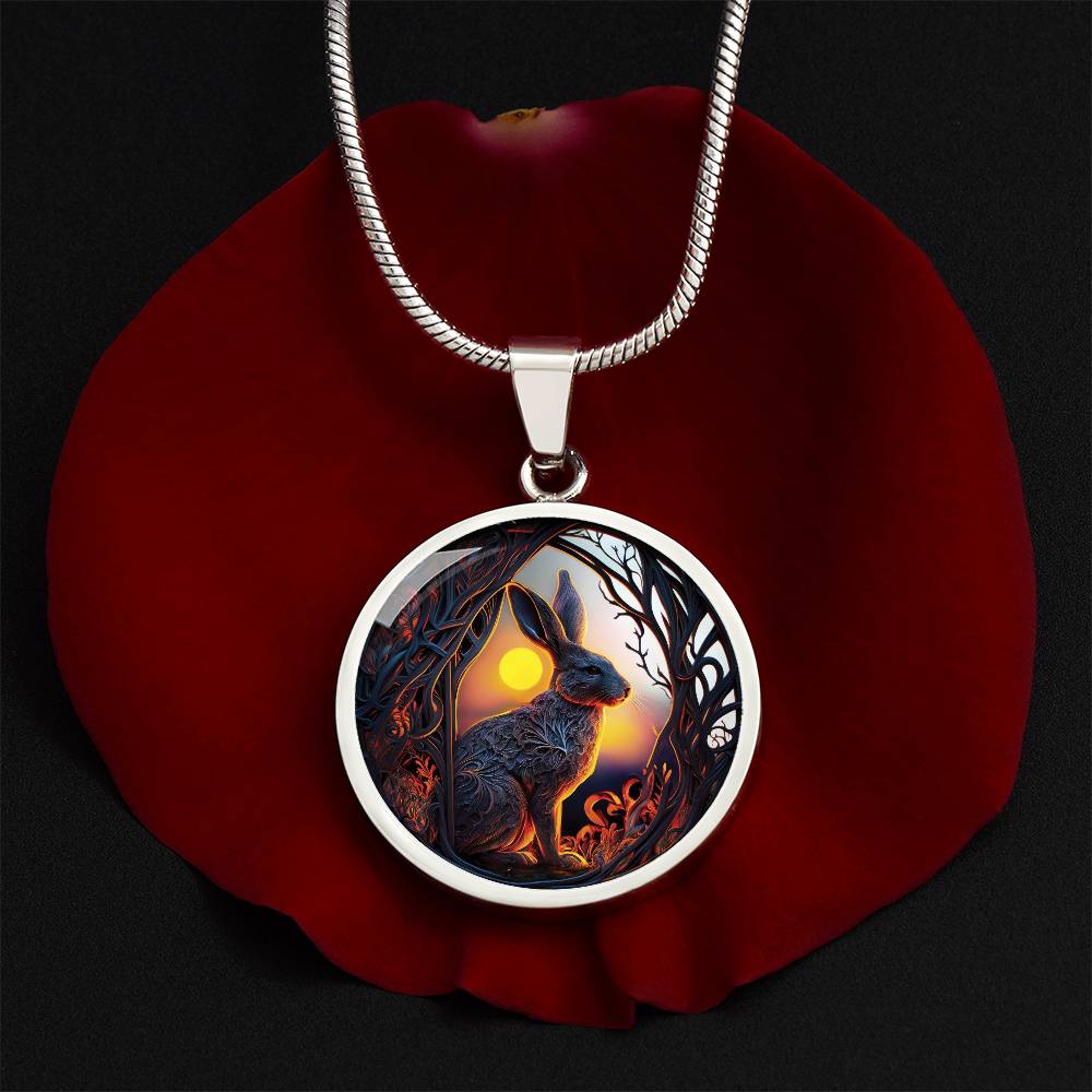 Easter Bunny Necklace, Personalized Year of the Rabbit Pendant, Chinese Zodiac Animal Jewelry, Engraved  Spirit Companion & Mothers Day Gift