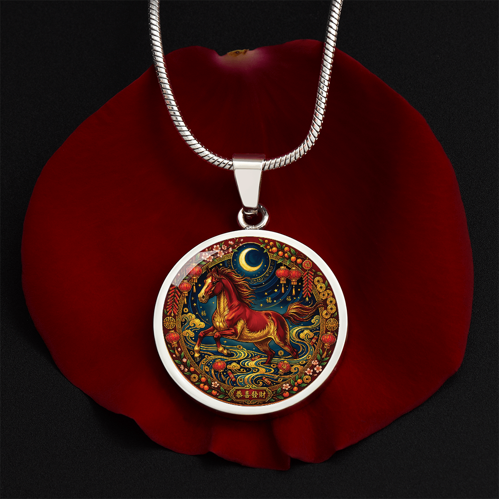 Year of The Horse Necklace - Chinese Zodiac Animal Charm Pendant Jewelry