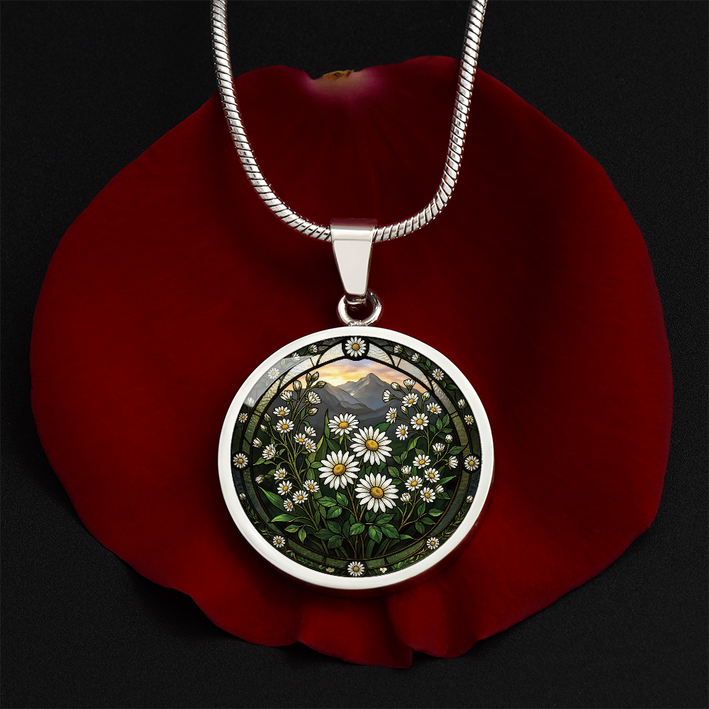 White Daisy Necklace - April Birth Flower Pendant Jewelry