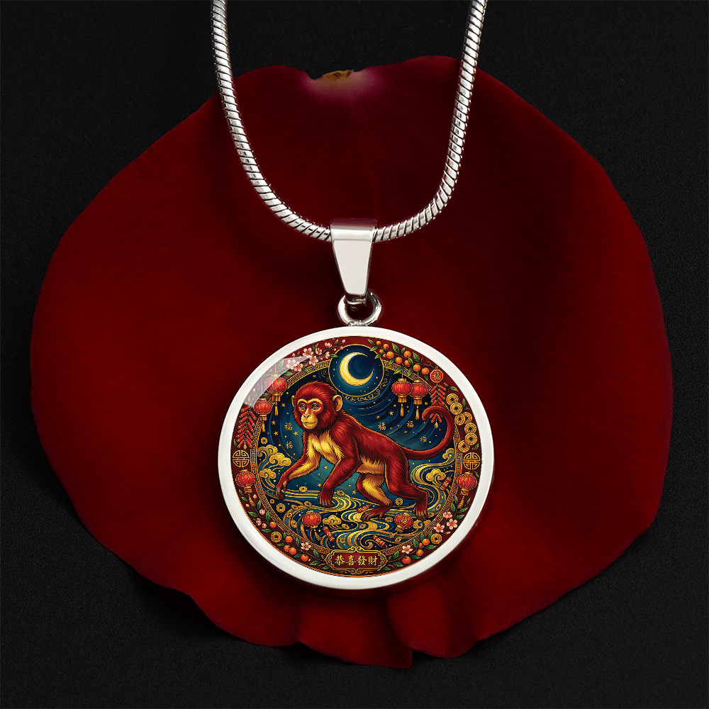 Year of The Monkey Necklace - Chinese Zodiac Animal Charm Pendant Jewelry