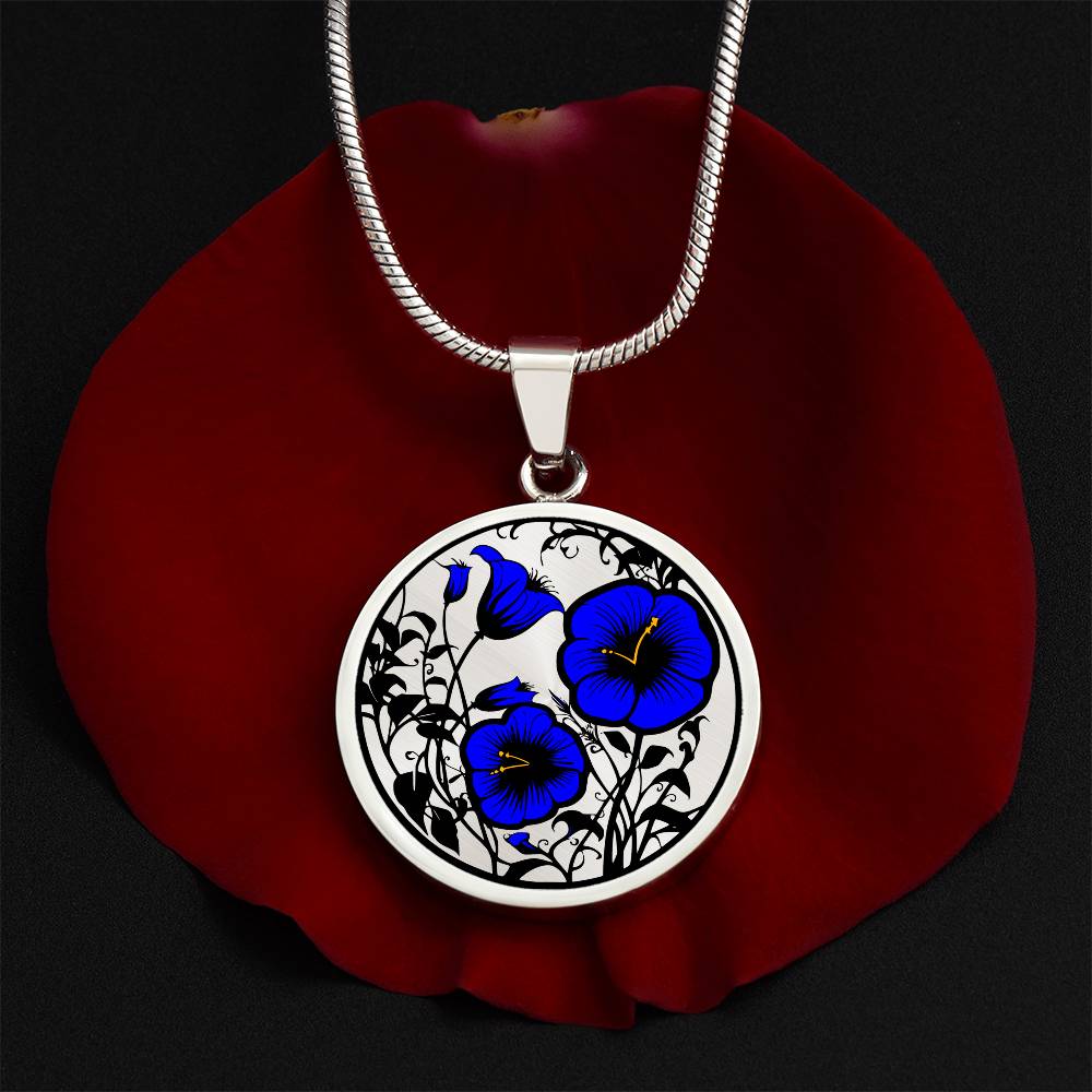 Blue Morning Glory Necklace, Personalized September Birth Month Flower Jewelry, Engraved Floral Charm Pendant Valentines & Mothers Day Gift