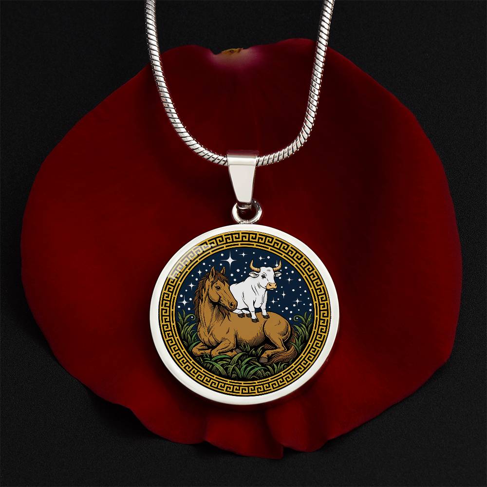 Ox and Horse Necklace - Couples Chinese Zodiac Animal Pendant Jewelry