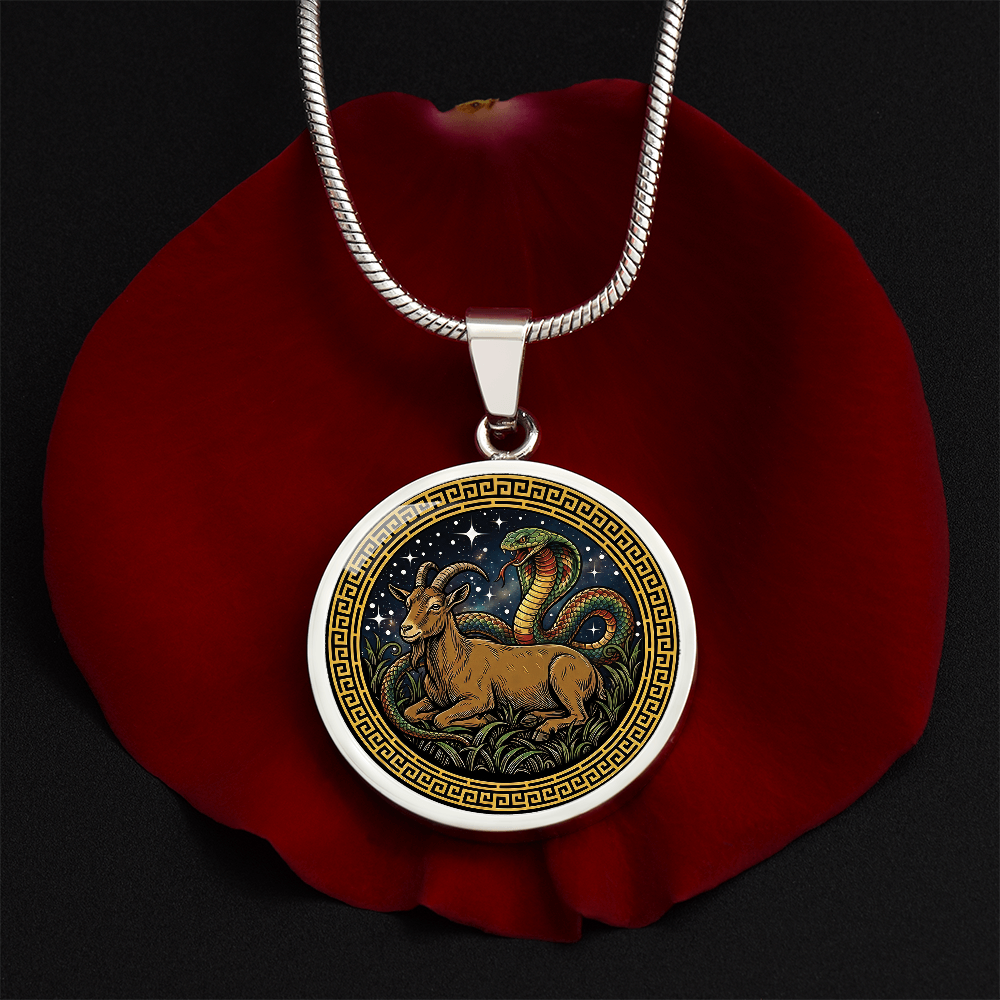 Snake & Goat Necklace - Couples Chinese Zodiac Animal Pendant Jewelry