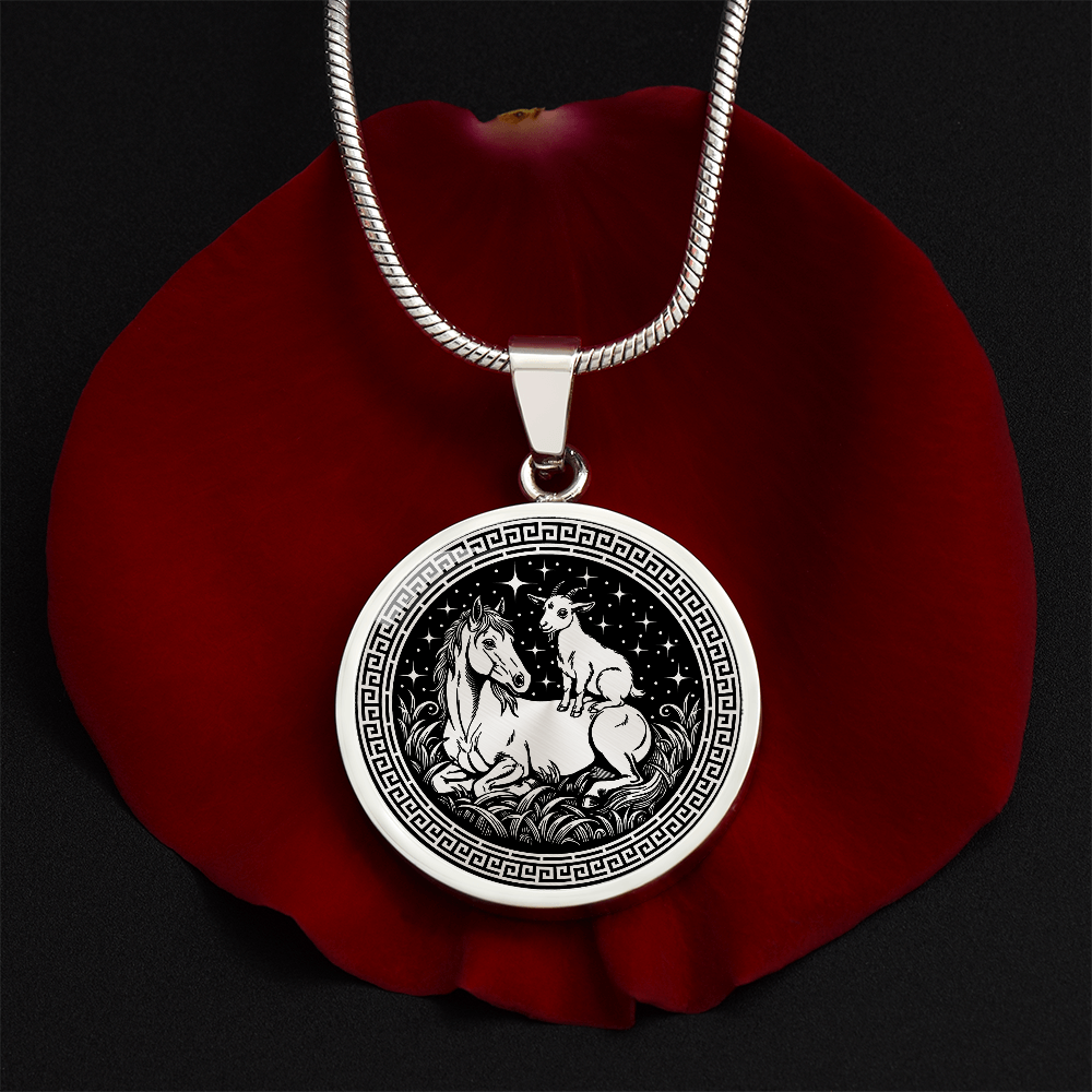 Goat and Horse Necklace - Couples Chinese Zodiac Animal Pendant Jewelry