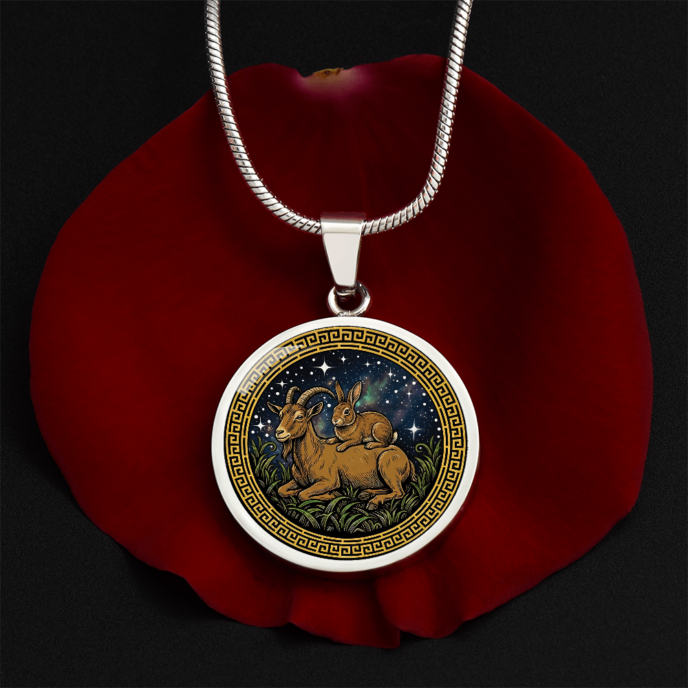 Rabbit & Goat Necklace - Couples Chinese Zodiac Animal Pendant Jewelry