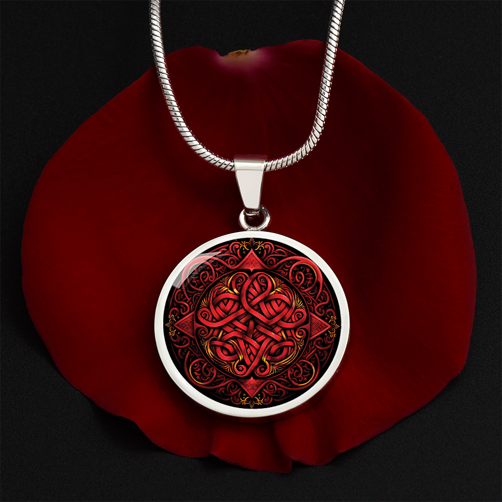 Red Celtic Knot Necklace - Romantic Pendant Jewelry