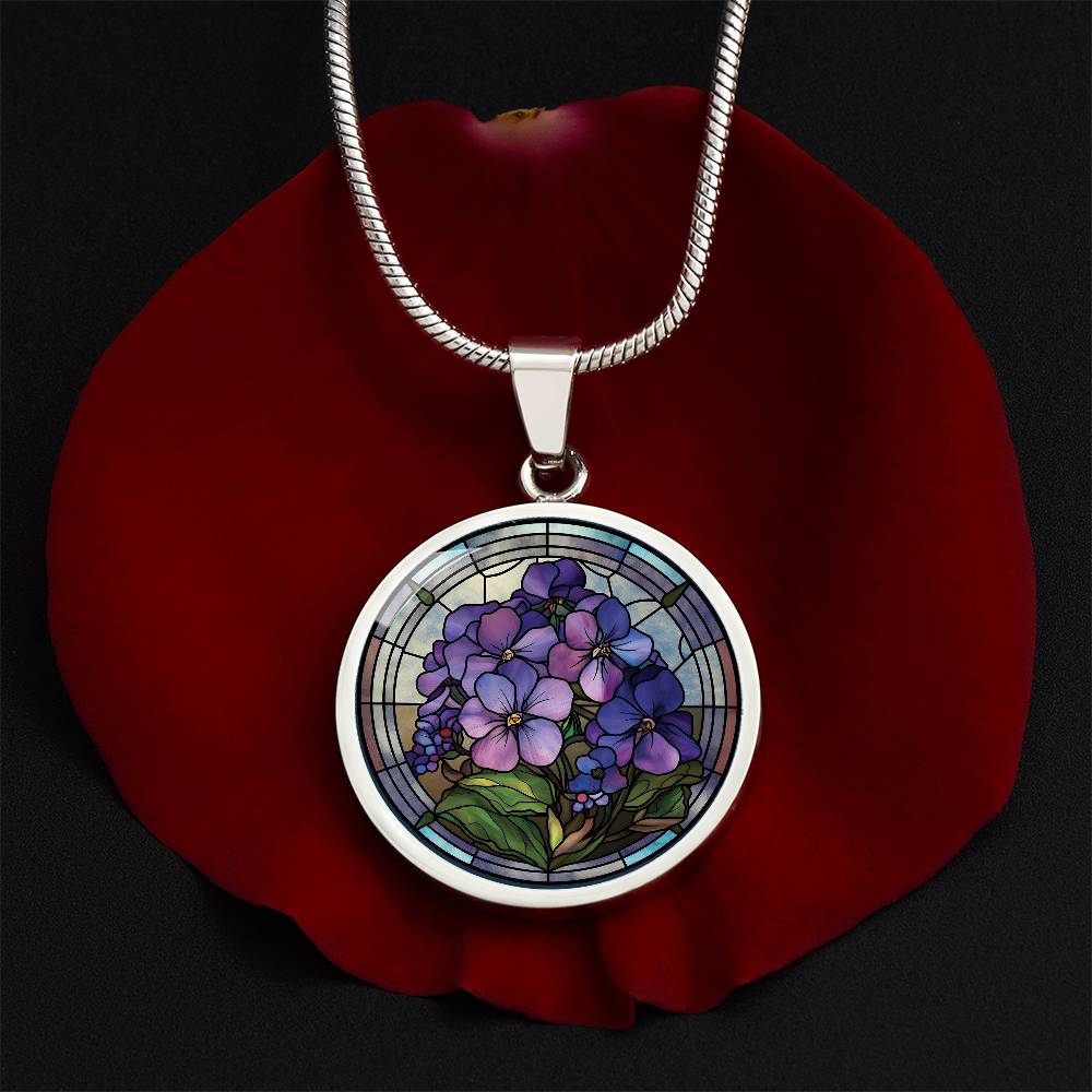 African Violet Necklace, Personalized February Birth Month Flower Jewelry, Gold Floral Charm Pendant Valentines & Mothers Day Gift For Her