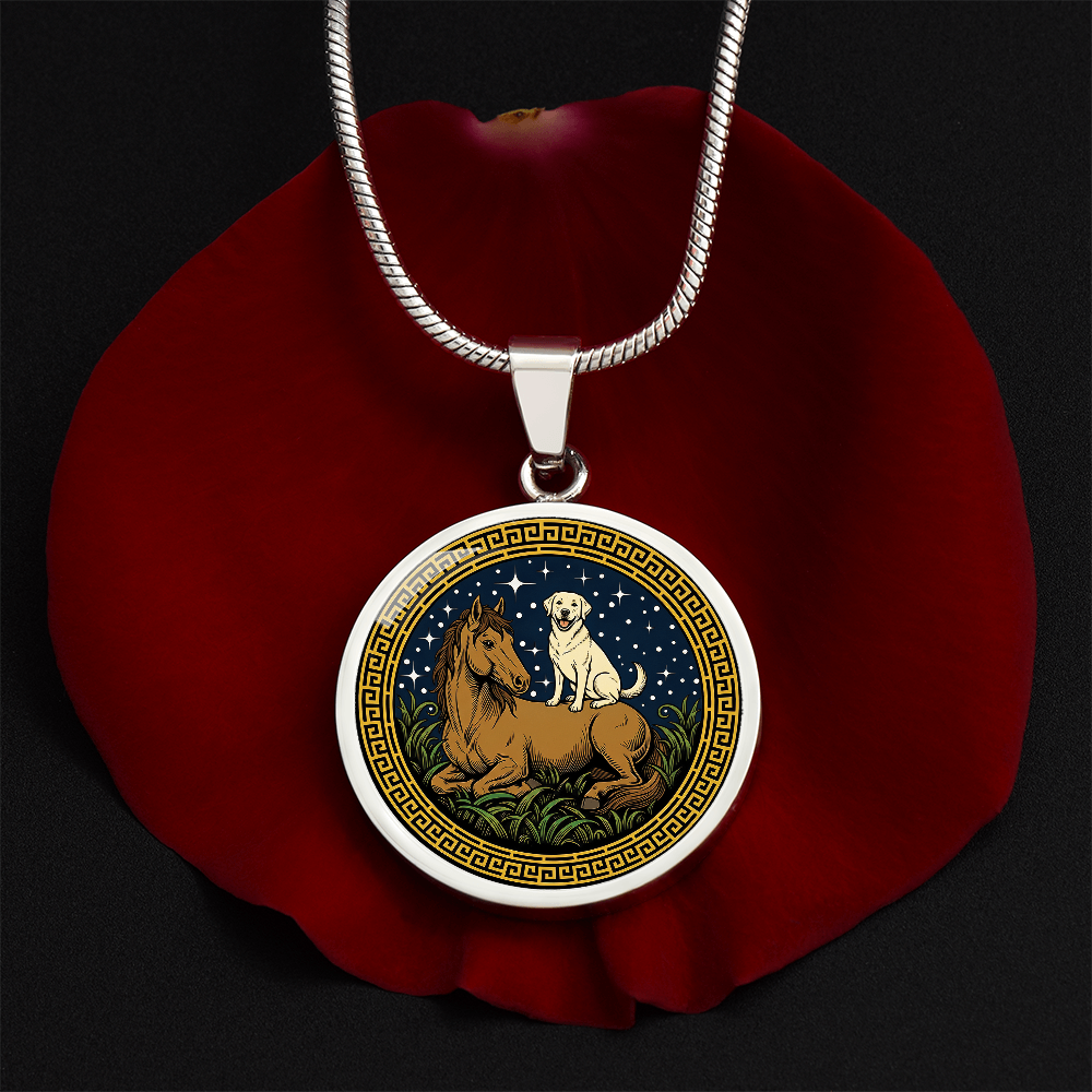 Dog and Horse Necklace - Couples Chinese Zodiac Animal Pendant Jewelry