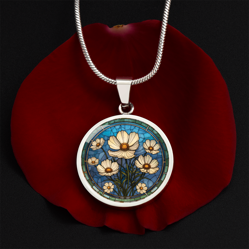 Cosmos Pendant Necklace - October Birth Flower Jewelry