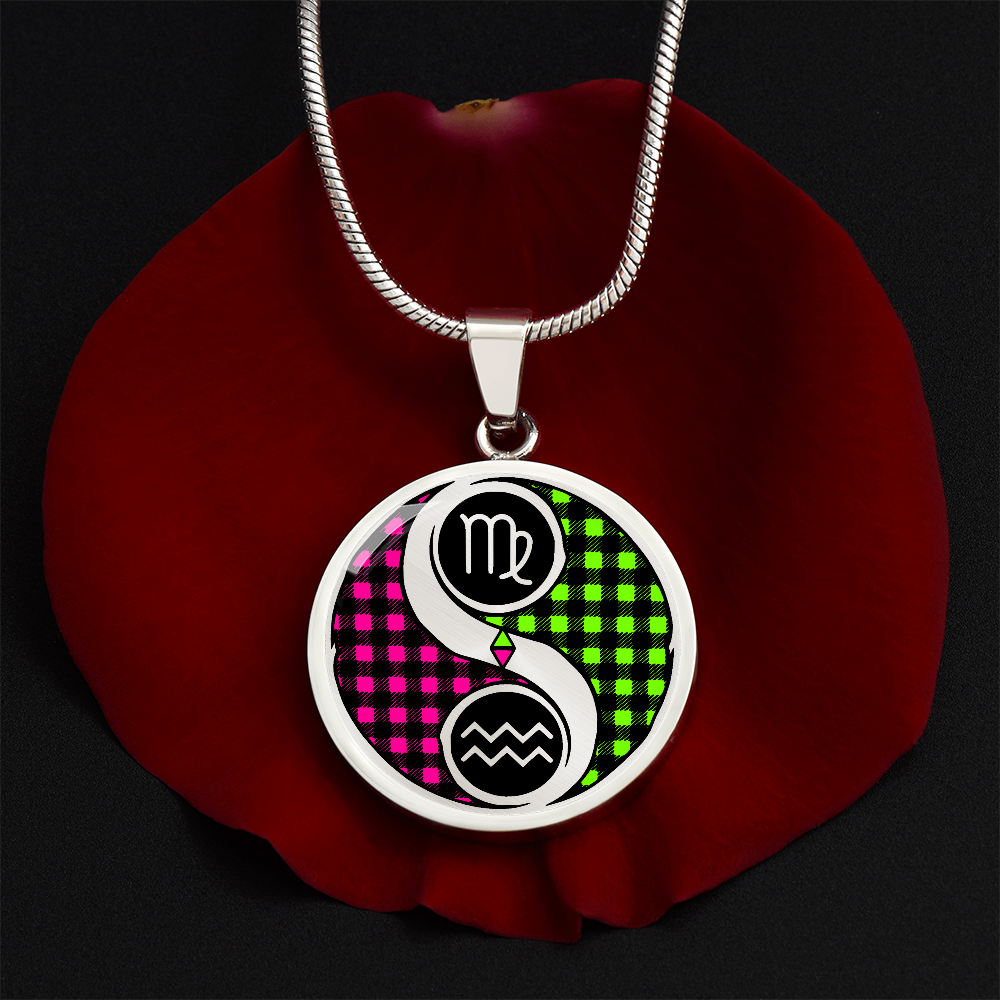 Virgo & Aquarius Necklace - Couples Zodiac Yin Yang Pendant Jewelry