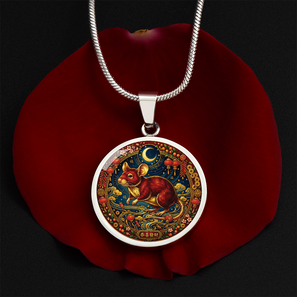 Year of The Rat Necklace - Chinese Zodiac Animal Charm Pendant Jewelry
