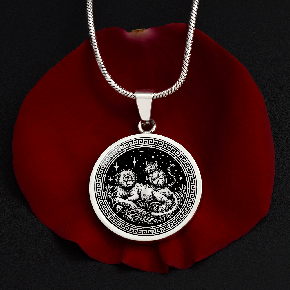 Monkey & Rat Necklace - Couples Chinese Zodiac Animal Pendant Jewelry