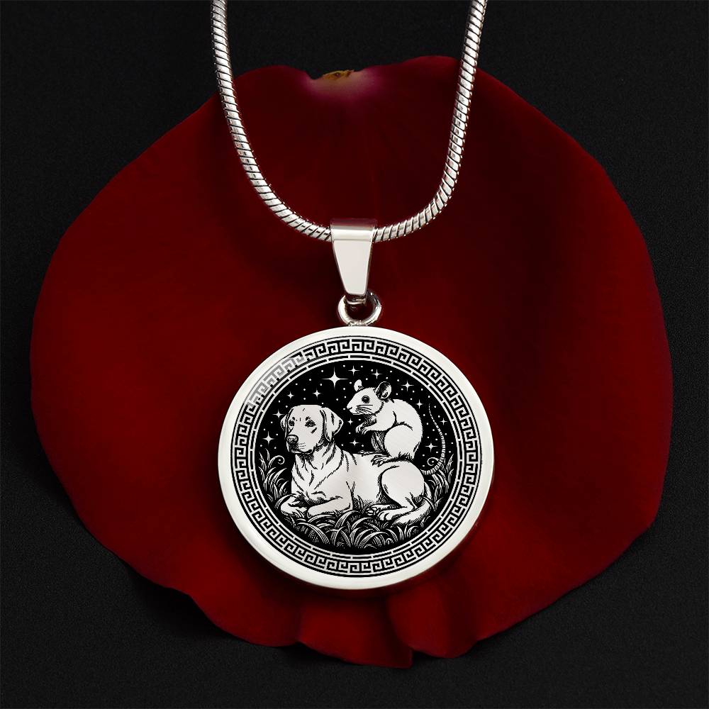 Dog and Rat Necklace - Couples Chinese Zodiac Animal Pendant Jewelry
