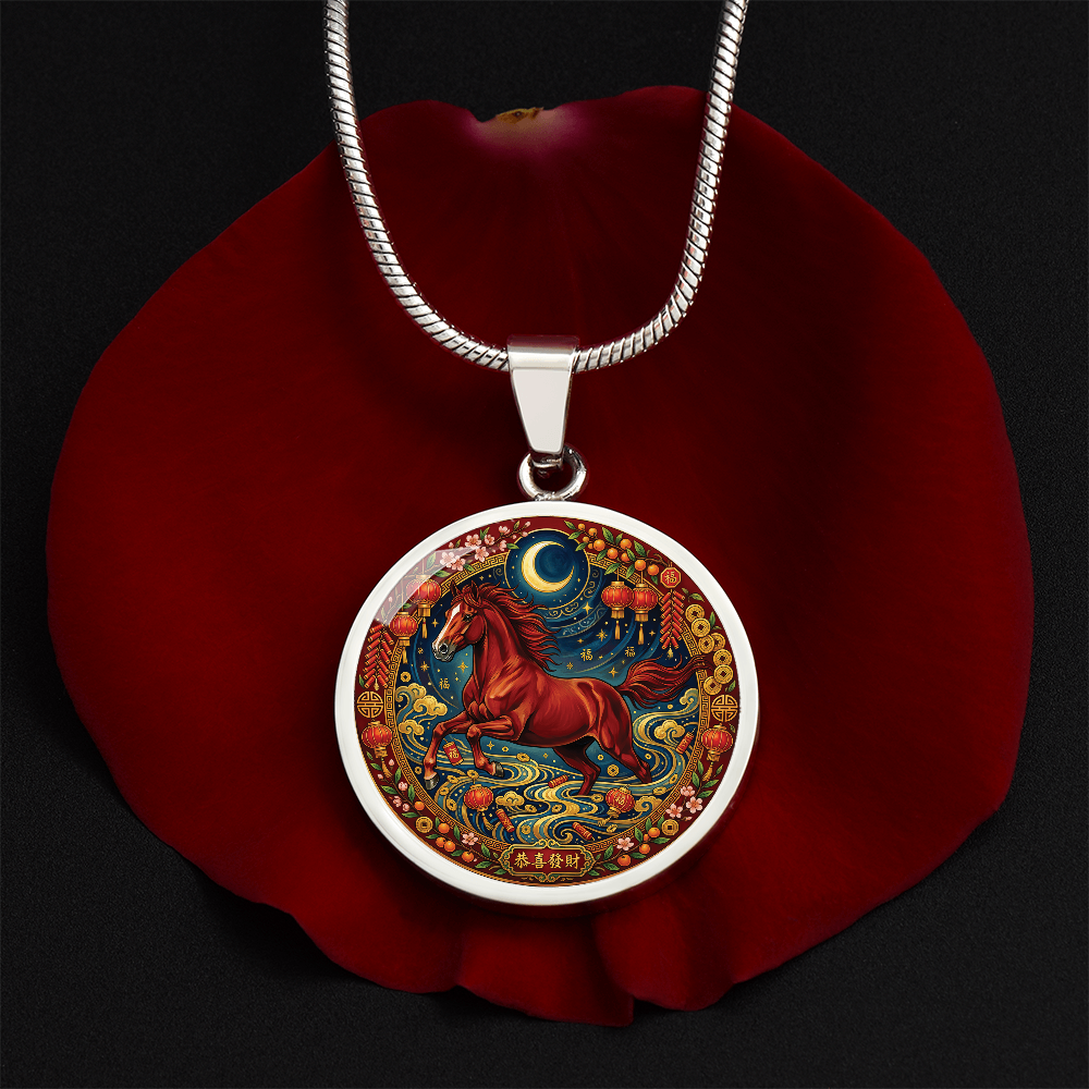 Year of The Horse Necklace - Chinese Zodiac Animal Charm Pendant Jewelry