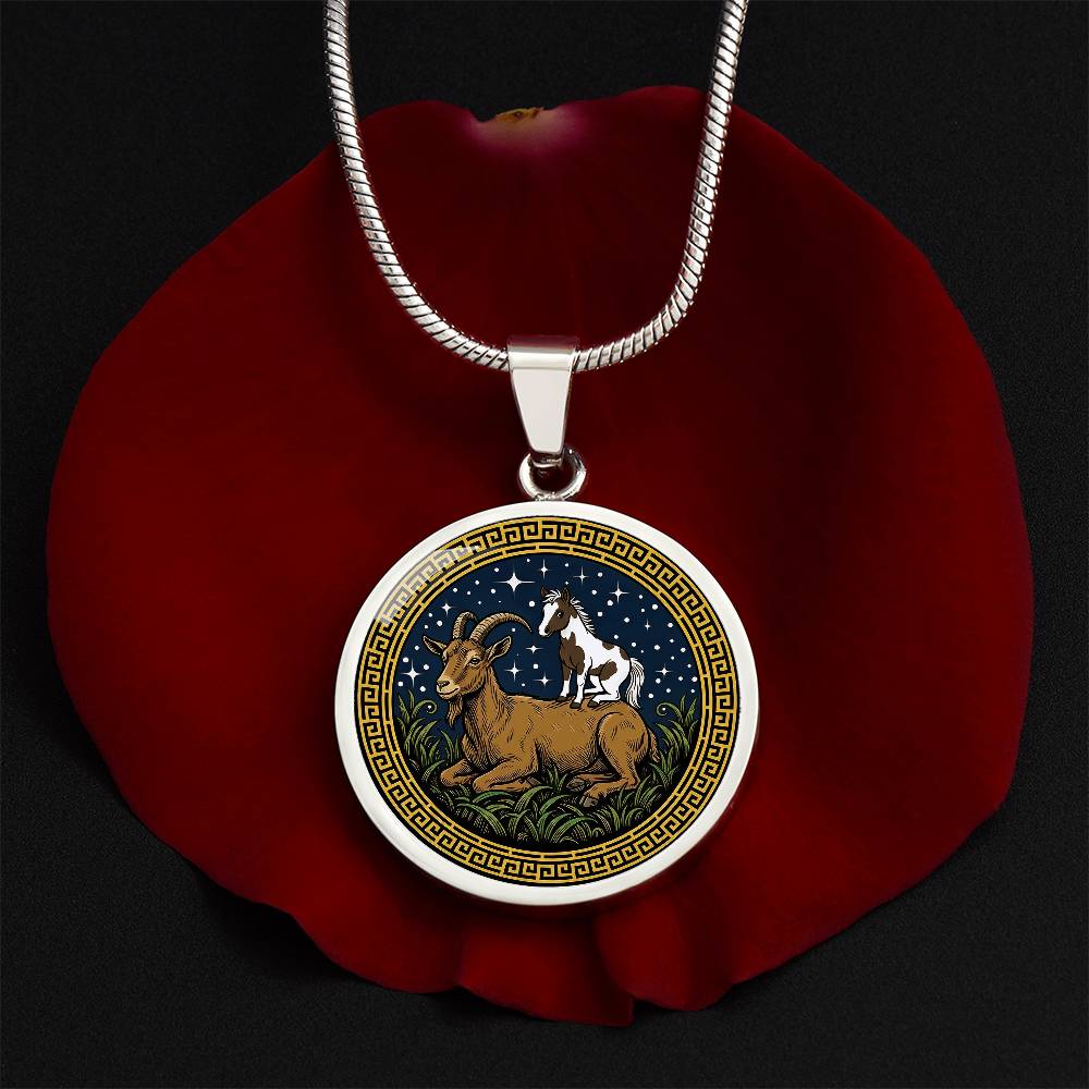 Horse & Goat Necklace - Couples Chinese Zodiac Animal Pendant Jewelry
