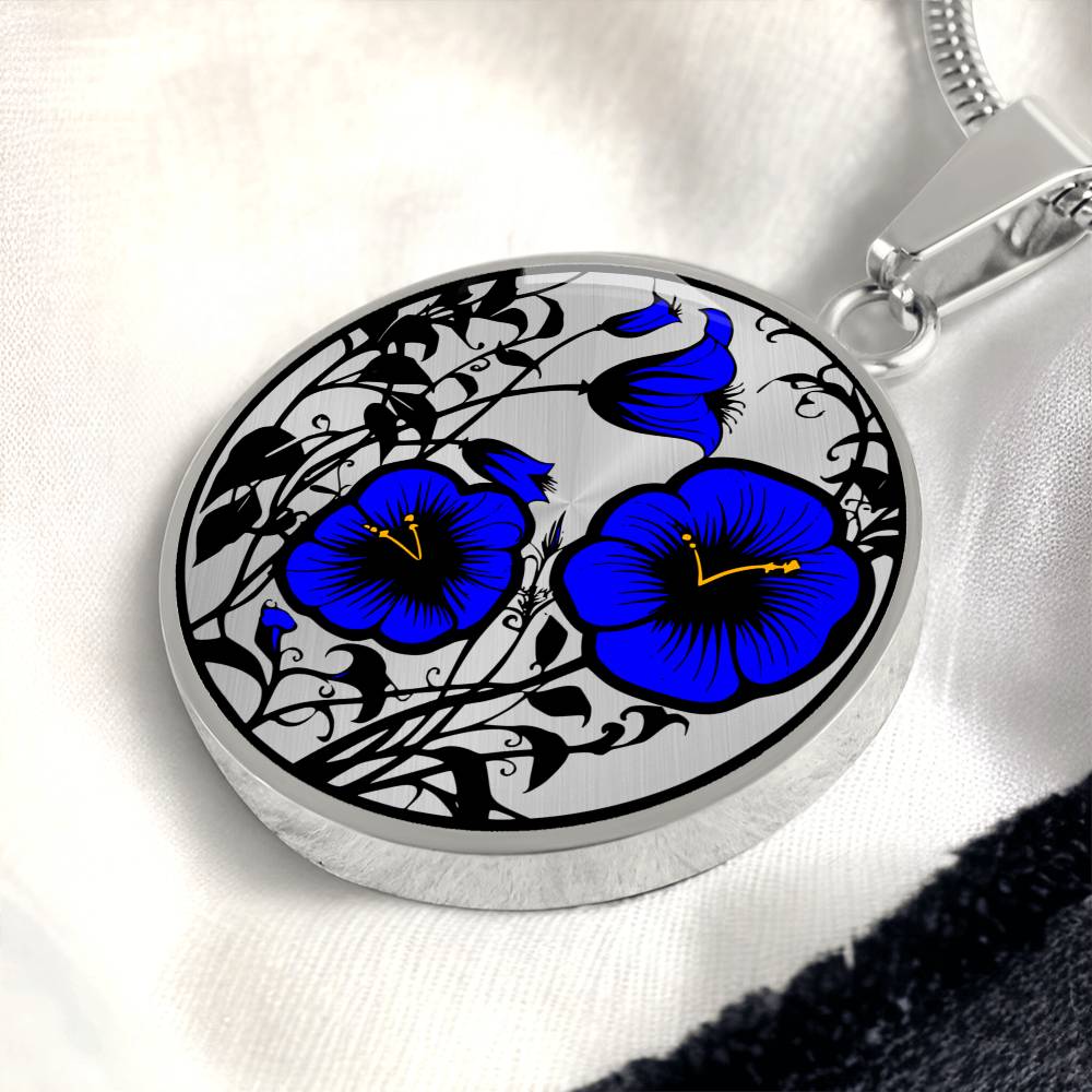 Blue Morning Glory Necklace, Personalized September Birth Month Flower Jewelry, Engraved Floral Charm Pendant Valentines & Mothers Day Gift