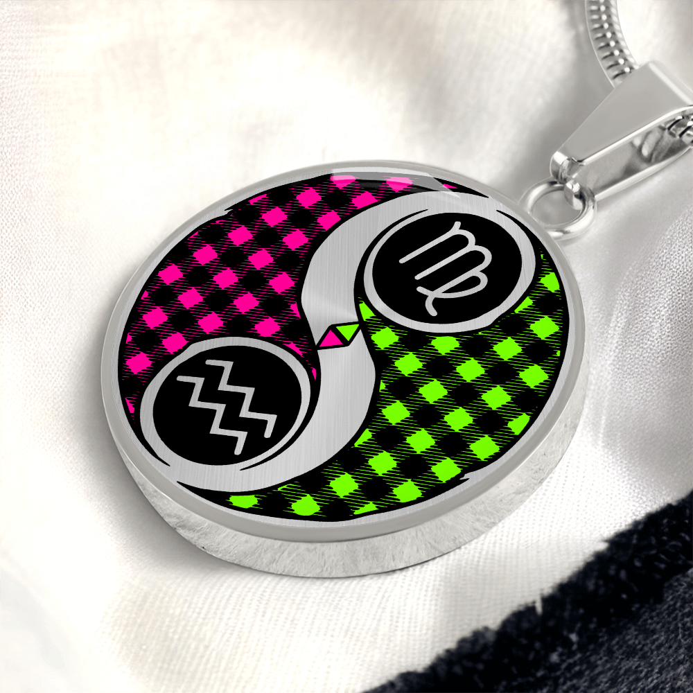 Virgo & Aquarius Necklace - Couples Zodiac Yin Yang Pendant Jewelry