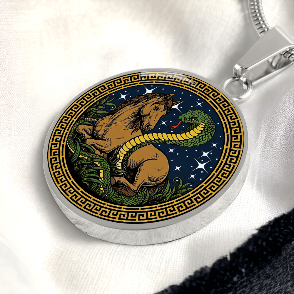 Snake and Horse Necklace - Couples Chinese Zodiac Animal Pendant Jewelry