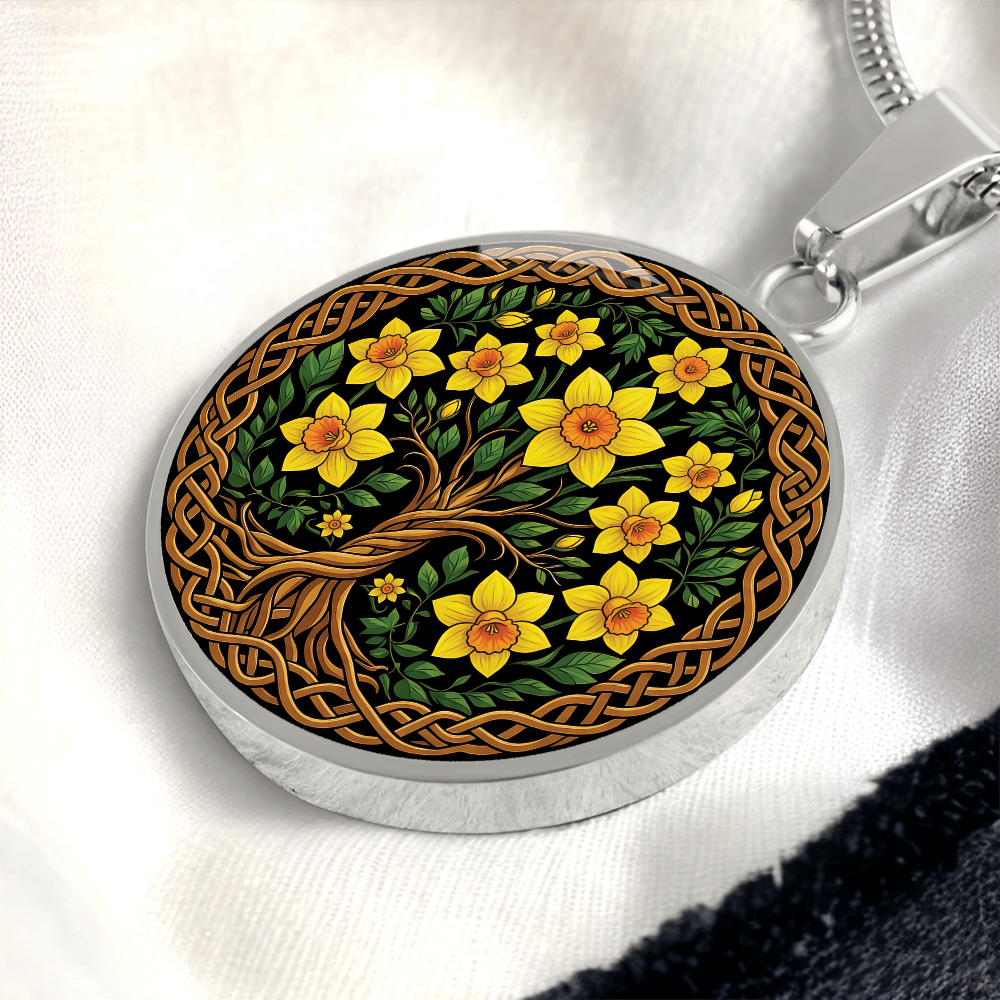 Celtic Tree of Life Pendant Necklace - Jonquil March Birth Flower Jewelry