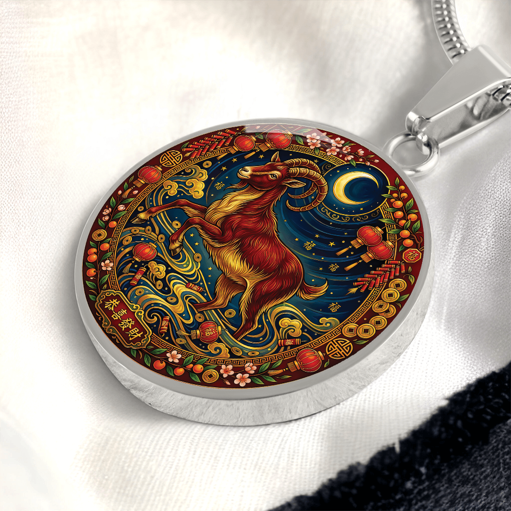 Year of The Goat Necklace - Chinese Zodiac Animal Charm Pendant Jewelry