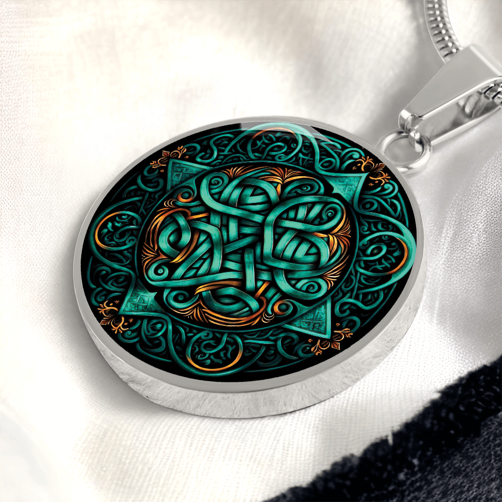 Teal Celtic Knot Necklace - Romantic Pendant Jewelry