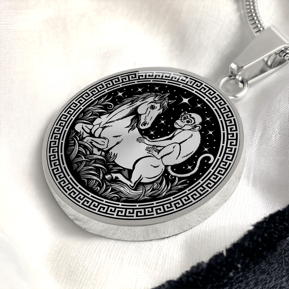 Monkey and Horse Necklace - Couples Chinese Zodiac Animal Pendant Jewelry