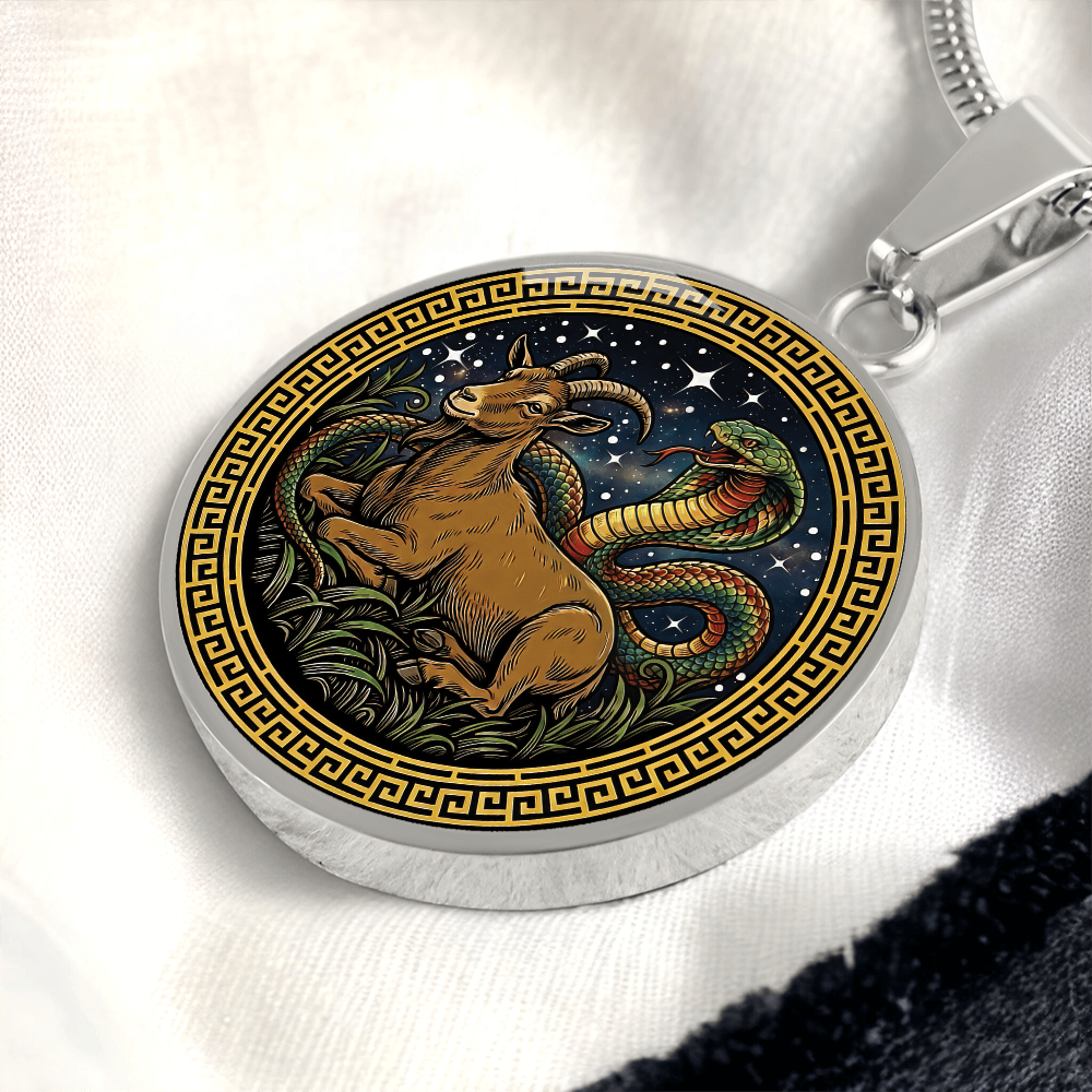 Snake & Goat Necklace - Couples Chinese Zodiac Animal Pendant Jewelry