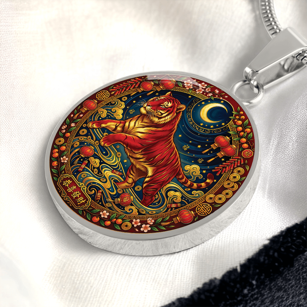 Year of The Tiger Necklace - Chinese Zodiac Animal Charm Pendant Jewelry