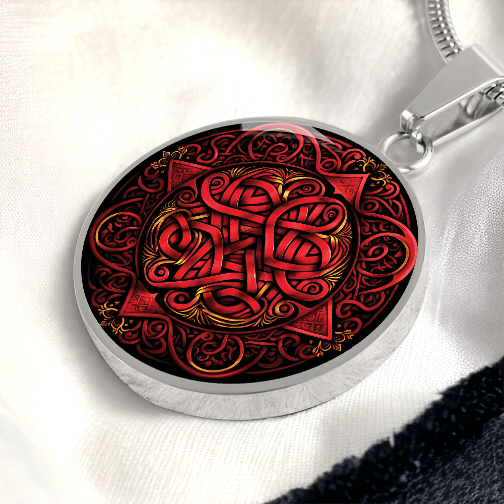 Red Celtic Knot Necklace - Romantic Pendant Jewelry