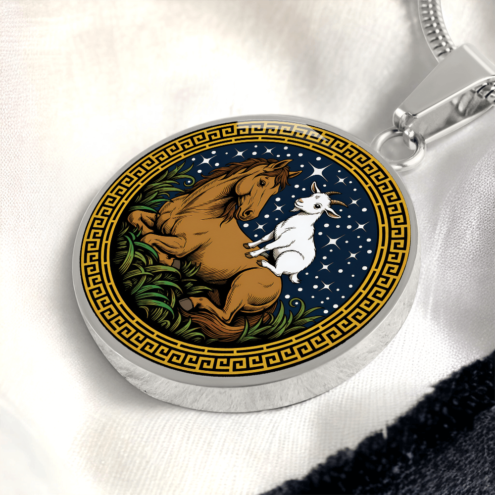 Goat and Horse Necklace - Couples Chinese Zodiac Animal Pendant Jewelry