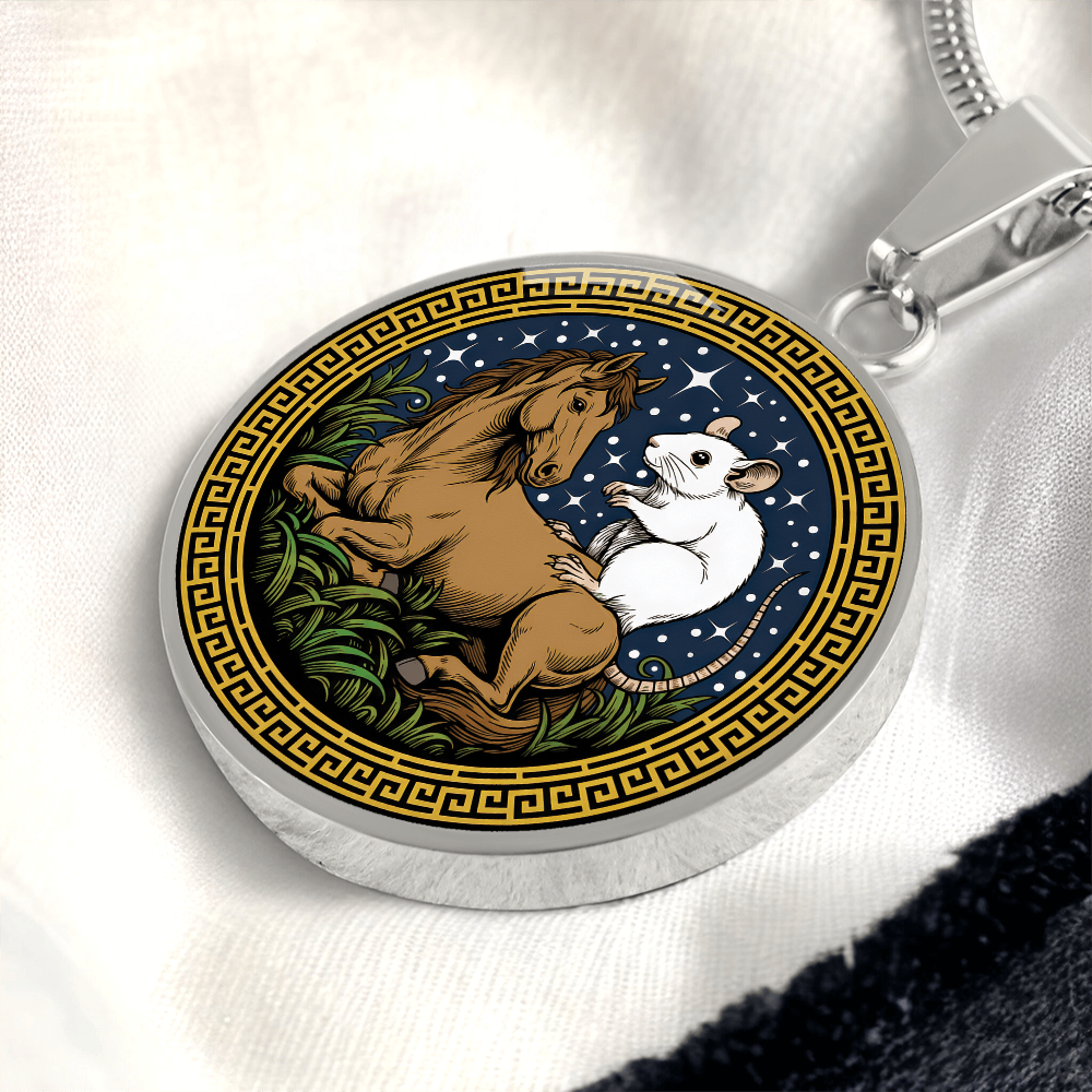 Rat and Horse Necklace - Couples Chinese Zodiac Animal Pendant Jewelry