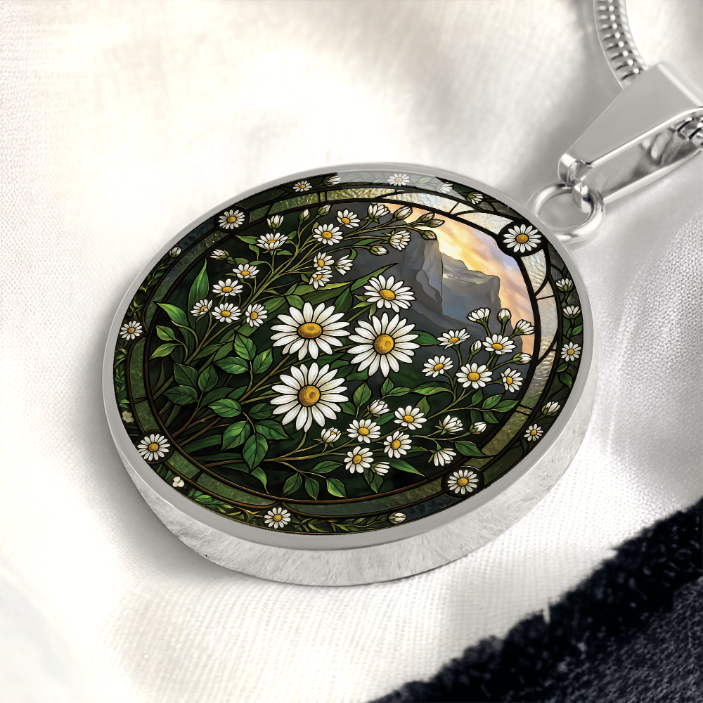 White Daisy Necklace - April Birth Flower Pendant Jewelry