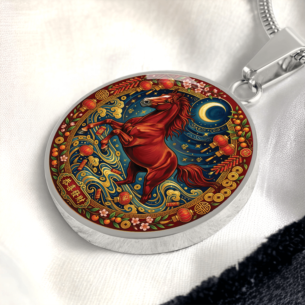 Year of The Horse Necklace - Chinese Zodiac Animal Charm Pendant Jewelry