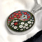 Red and White Morning Glory Yin Yang Necklace - September Birth Month Flower Pendant Jewelry