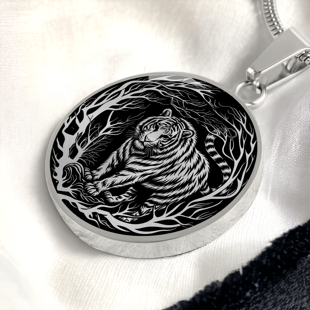 Silver Tiger Necklace - Forest Charm Pendant Jewelry