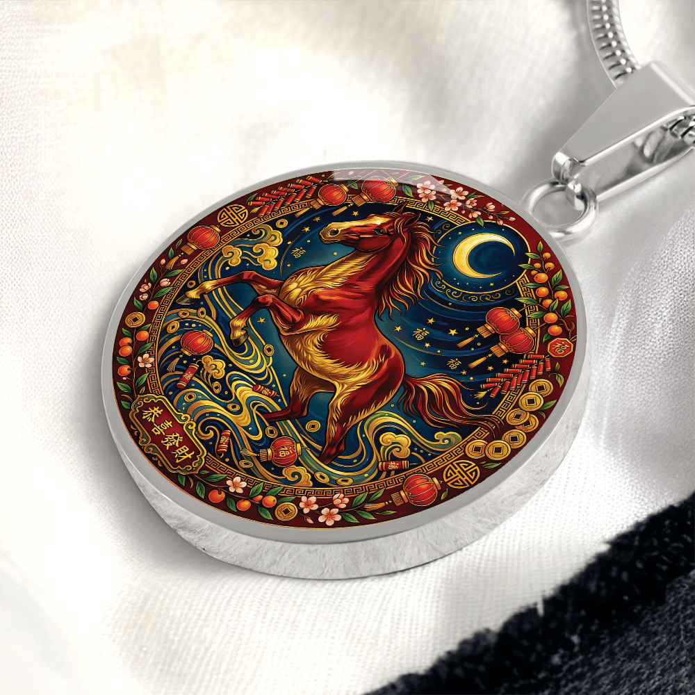 Year of The Horse Necklace - Chinese Zodiac Animal Charm Pendant Jewelry